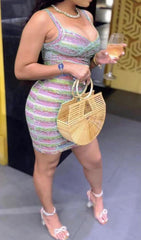 BANDAGE V NECK BODYCON MINI DRESS