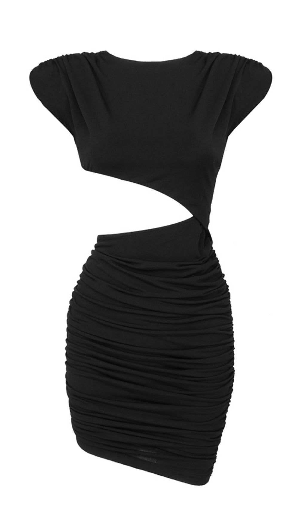 CUT OUT RUCHED MINI DRESS