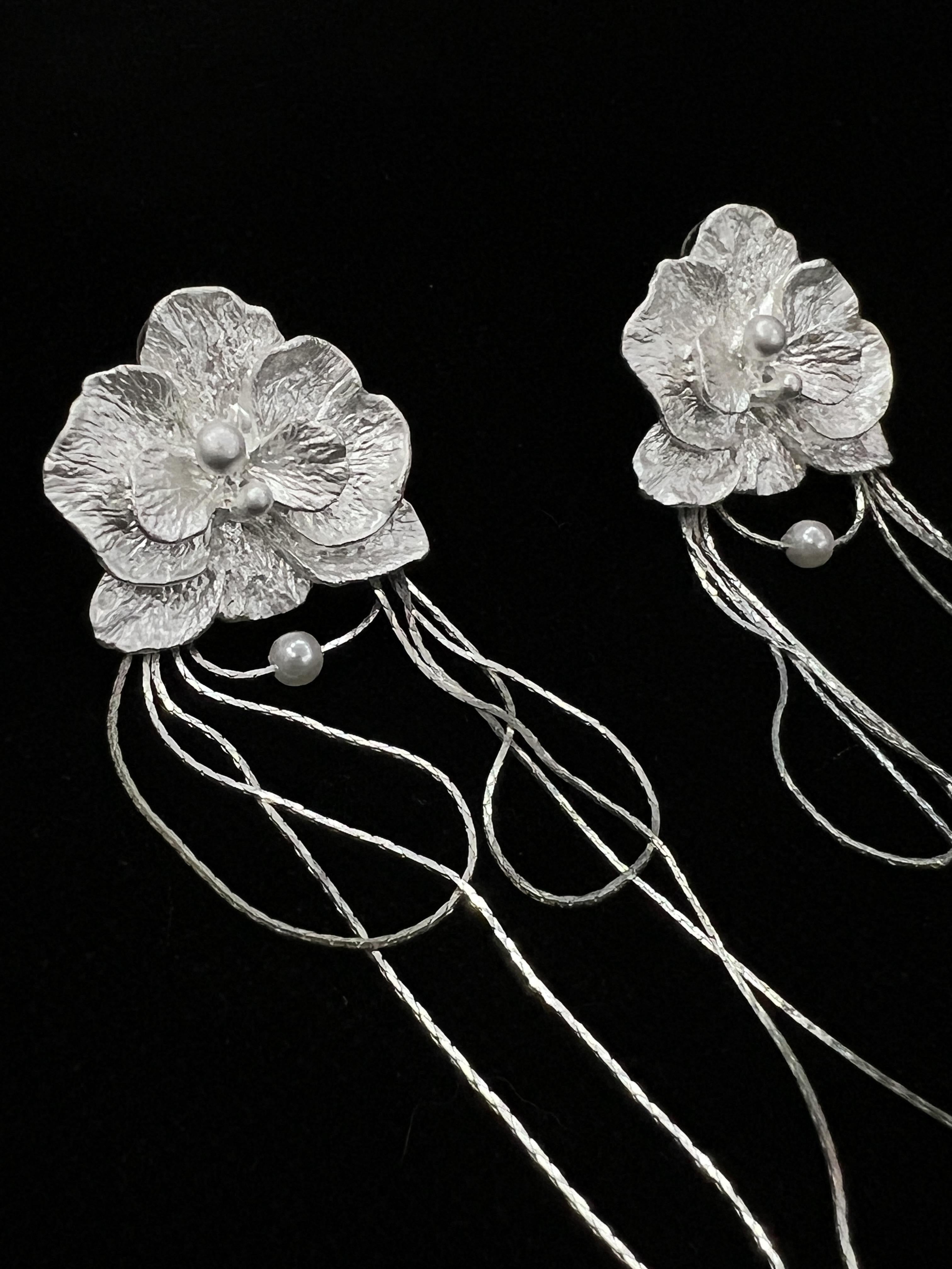 WHITE BUTTERFLY ORCHID EARRINGS