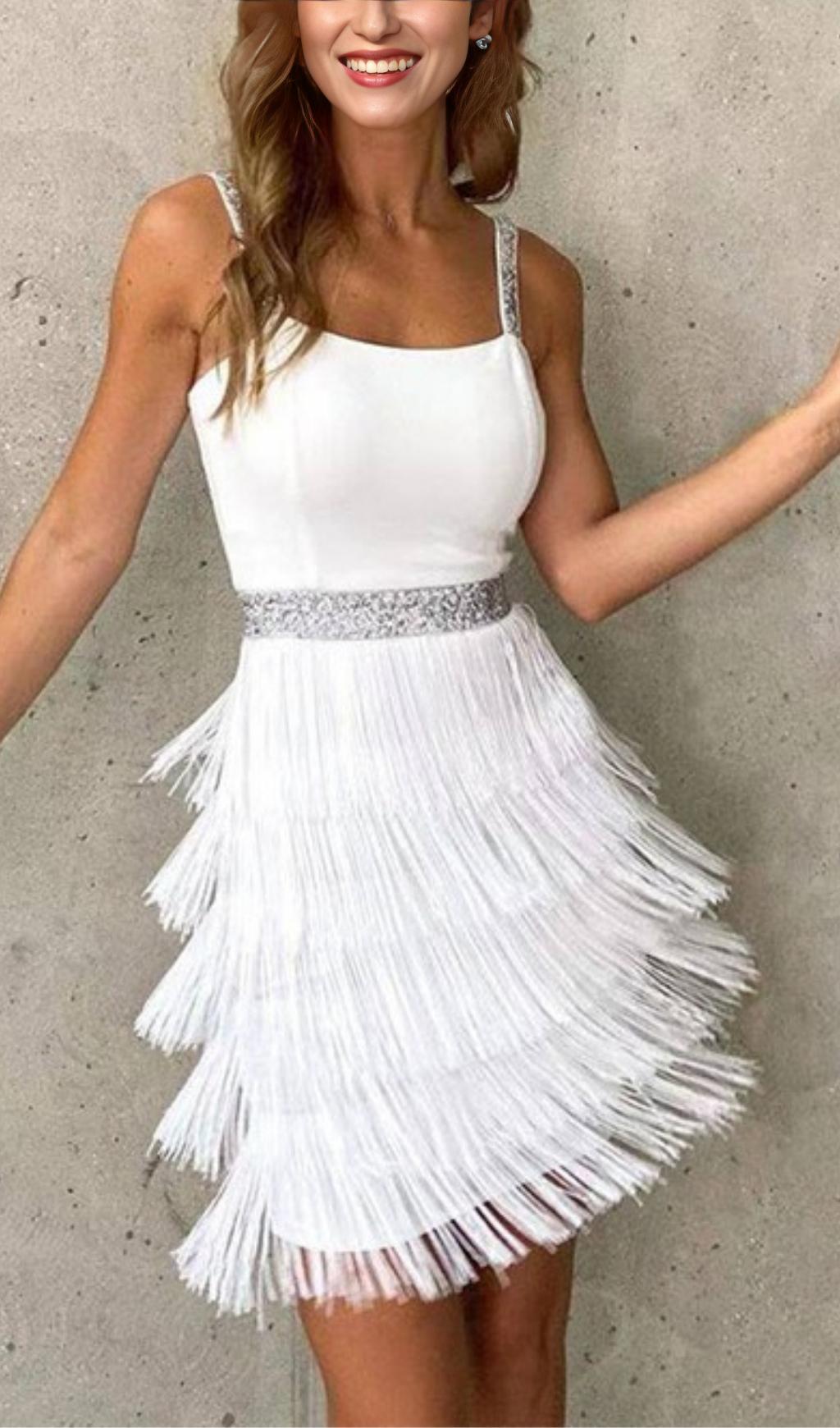 FRINGED BODYCON BACKLESS MINI DRESS