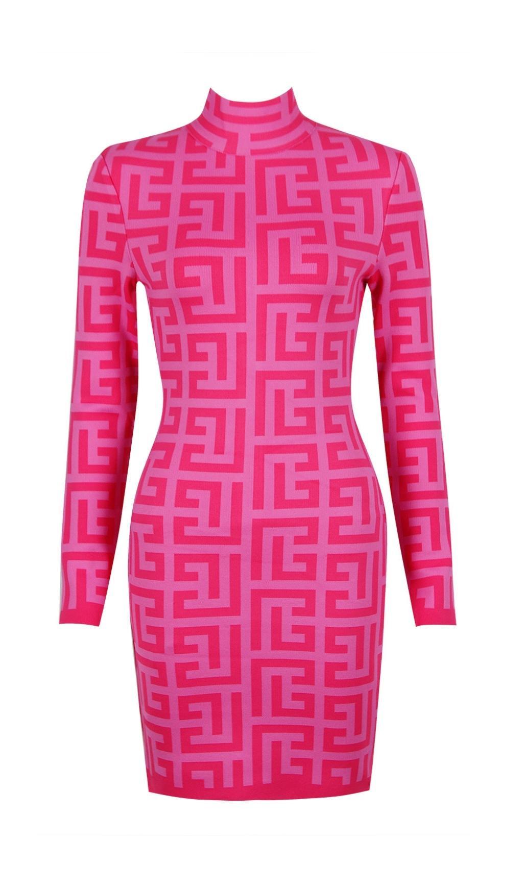 LONG SLEEVE MINI DRESS IN PINK