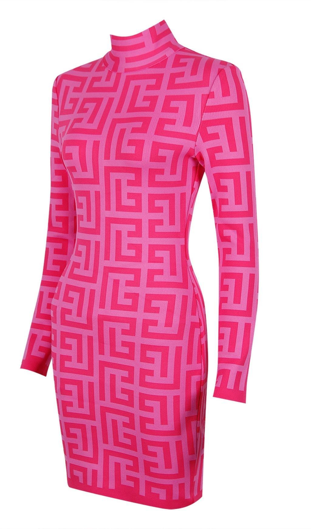 LONG SLEEVE MINI DRESS IN PINK