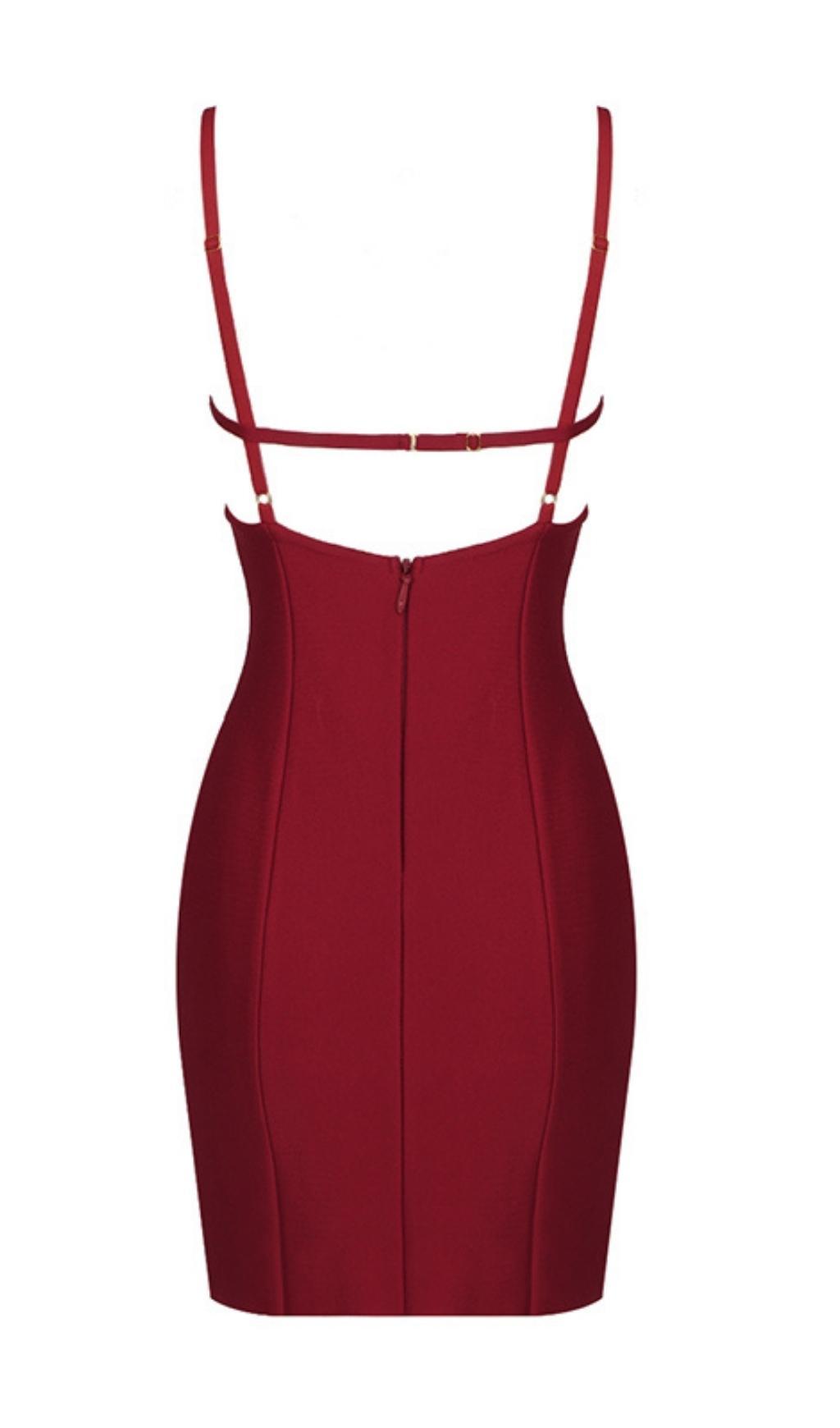 CUT OUT MINI DRESS IN RED