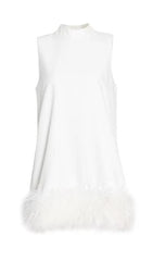 FEATHER MINI DRESS IN WHITE