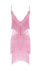 TASSEL LACE MINI DRESS IN PINK