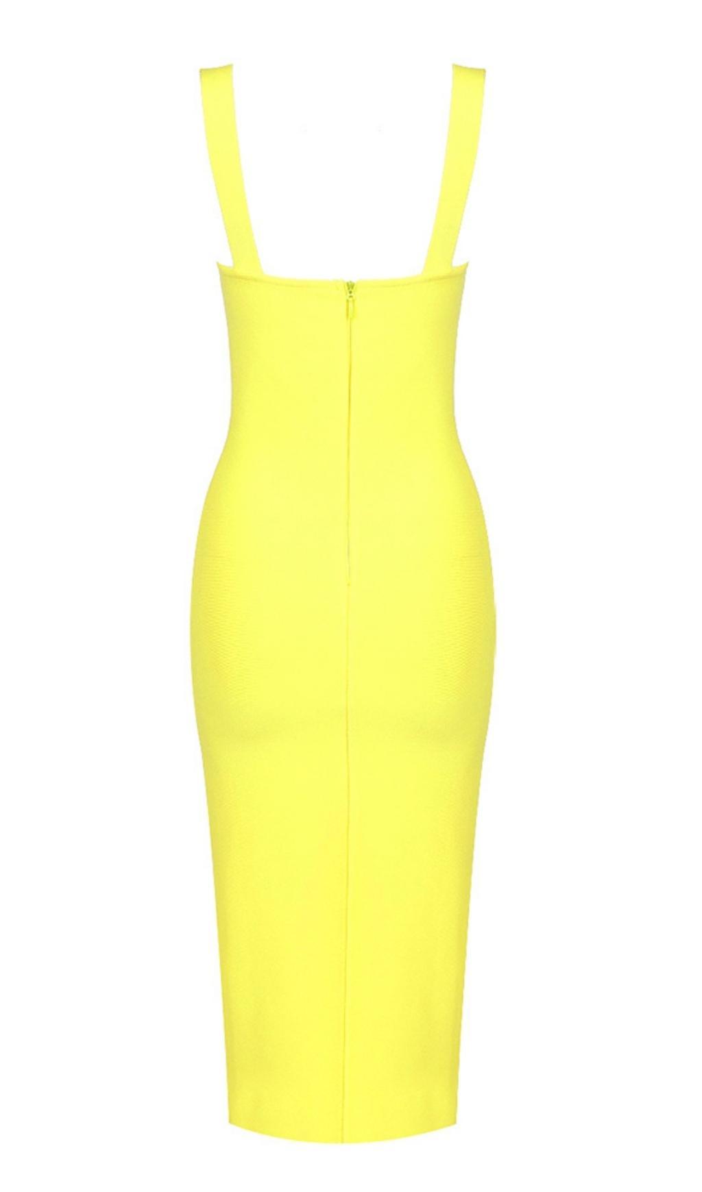 SPLIT MIDI DRESS IN YELLOW