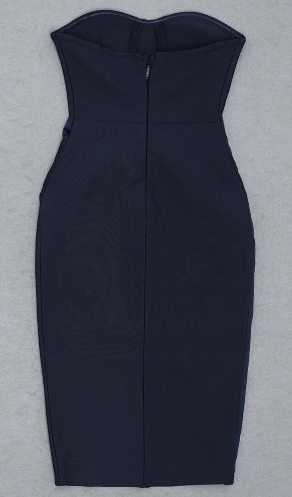 STRAPLESS MIDI DRESS IN BLUE