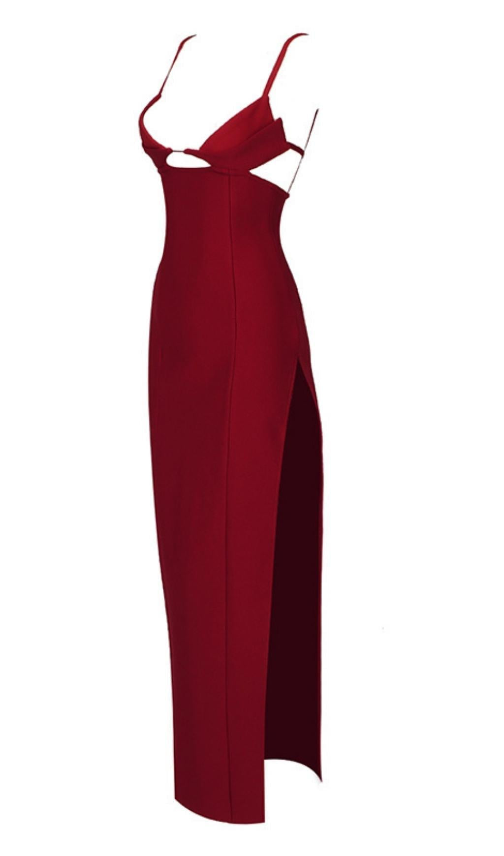 SPLIT MAXI DRSSS IN RED