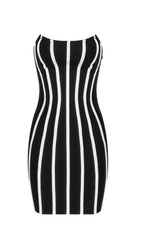 STRIPE MINI DRESS IN BLACK