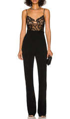 LACE BANDAGE JUMPSUIT IN BLACK