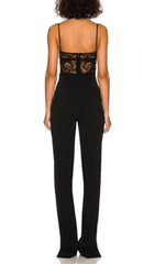 LACE BANDAGE JUMPSUIT IN BLACK