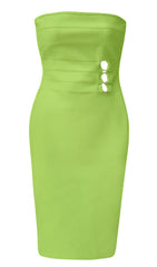 STRAPLESS MINI DRESS IN GREEN