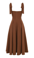 SPLIT MAXI DRESS IN BROWN