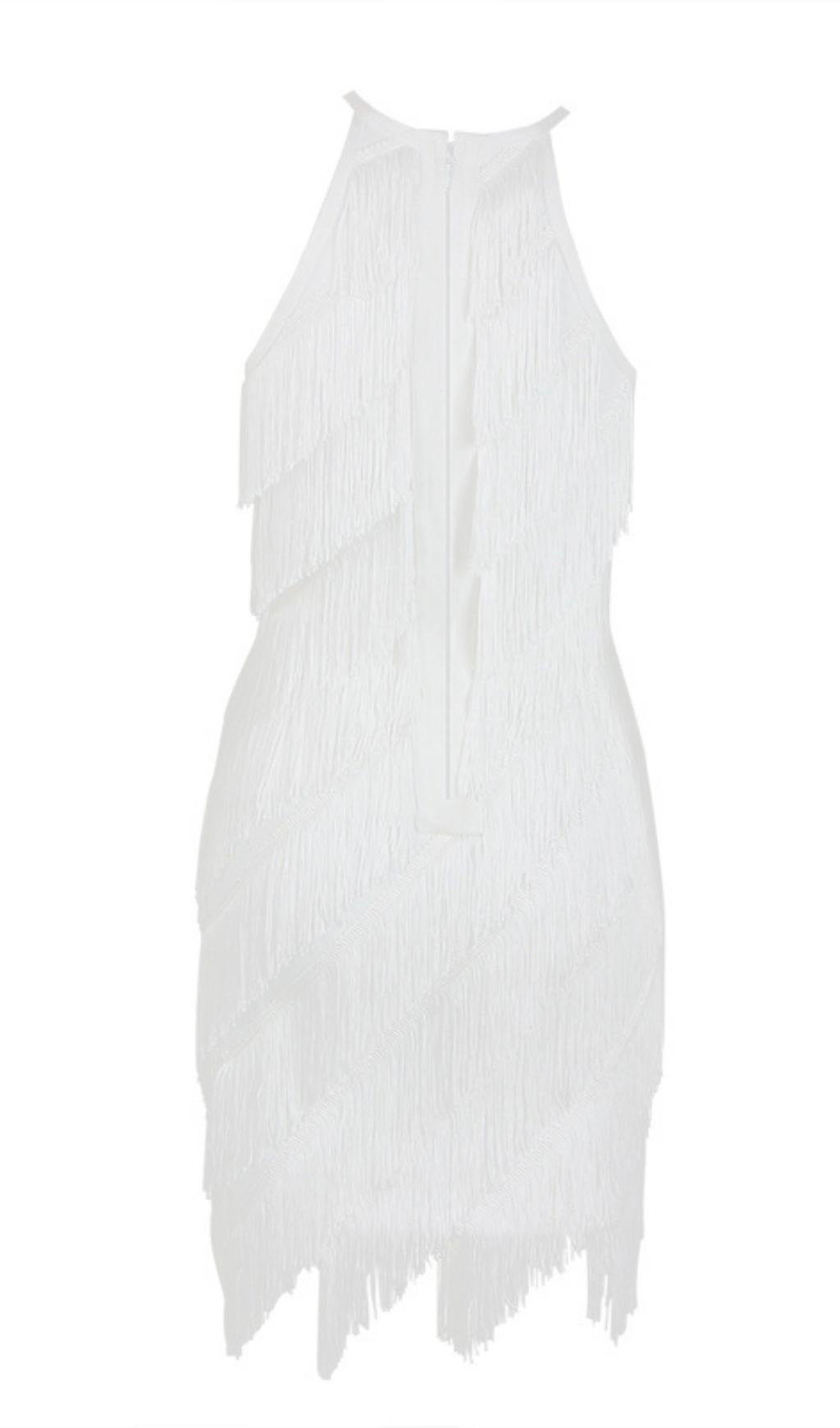 TASSELS MIDI DRESS IN WHITE