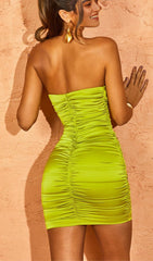 STRAPLESS  MINII DRESS IN GREEN