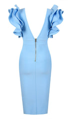 SPLIT MIDI DRESS IN BLUE