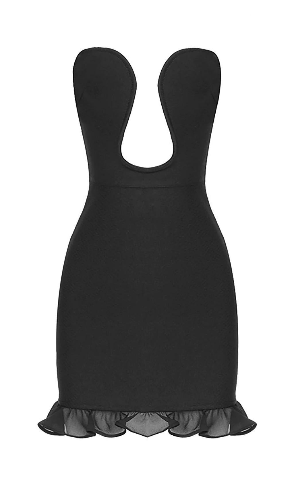 STRAPLESS BANDAGE MINI DRESS IN BLACK