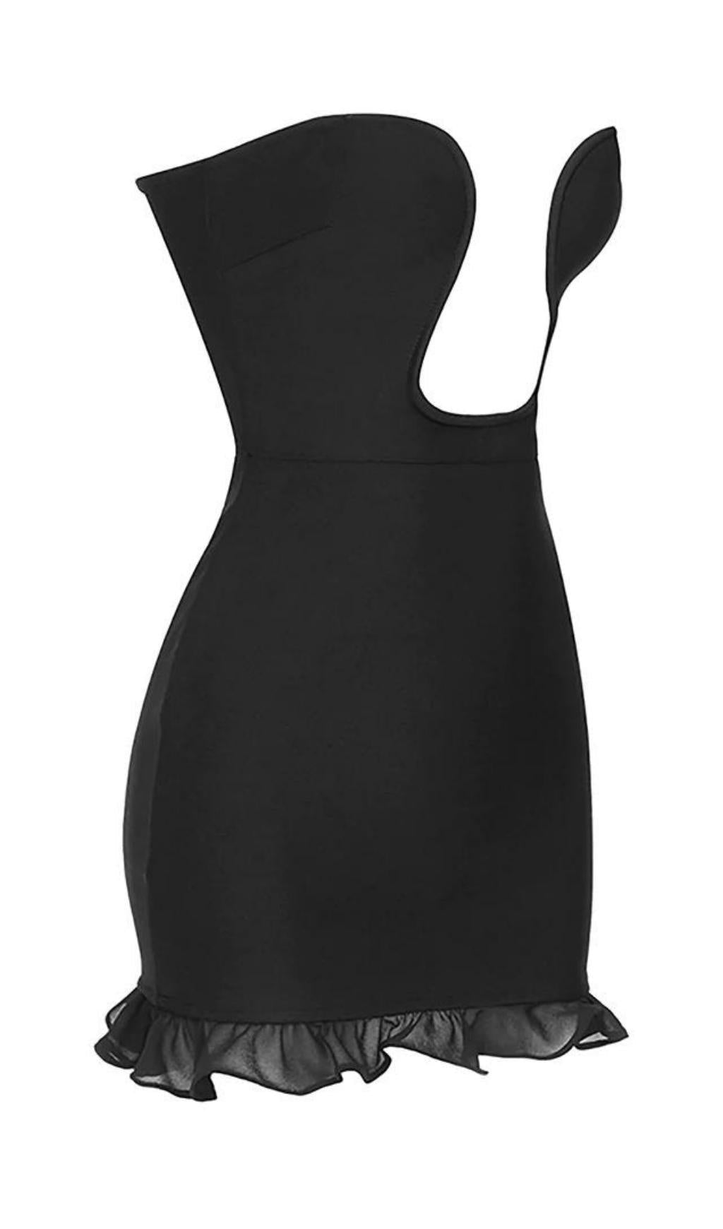 STRAPLESS BANDAGE MINI DRESS IN BLACK