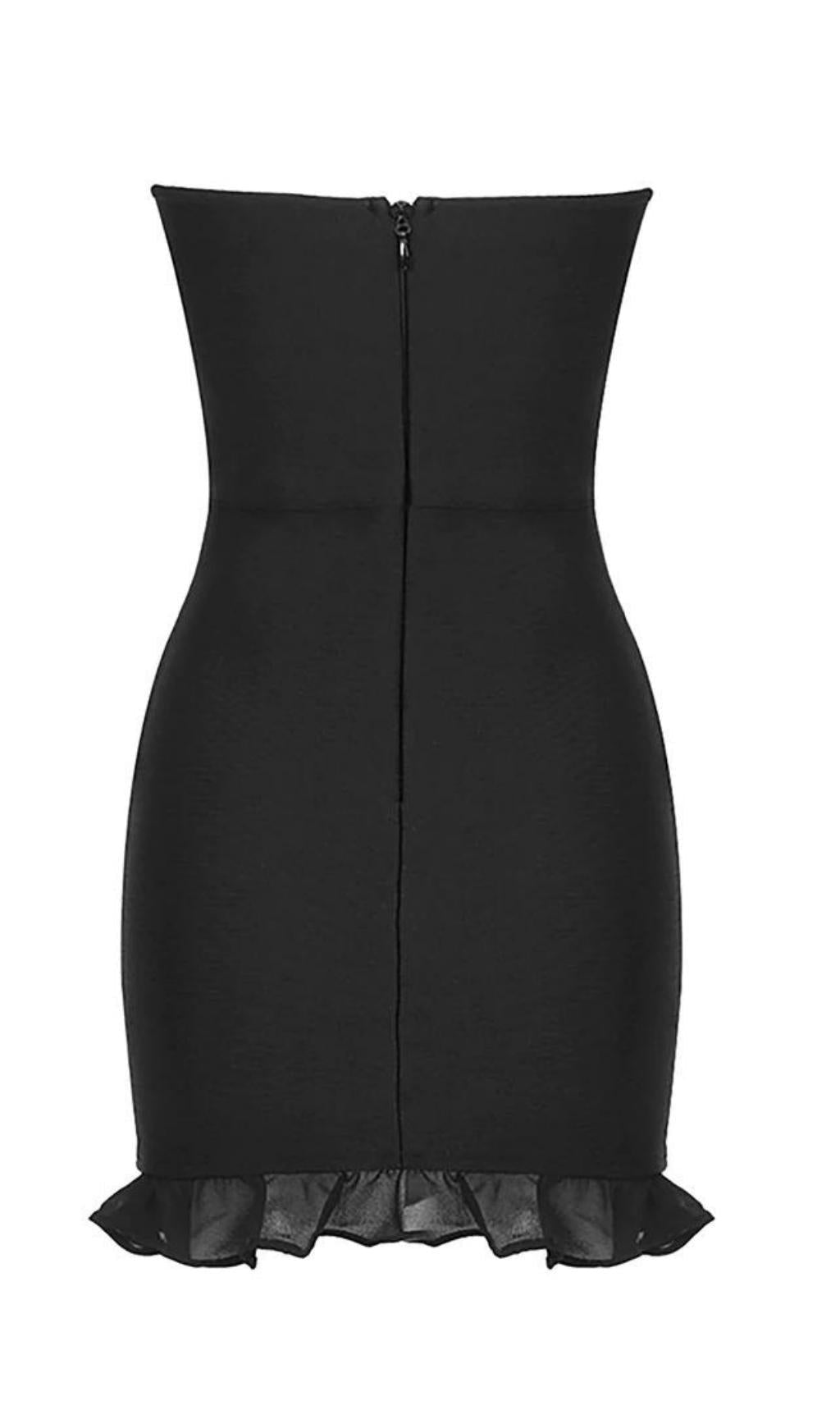 STRAPLESS BANDAGE MINI DRESS IN BLACK