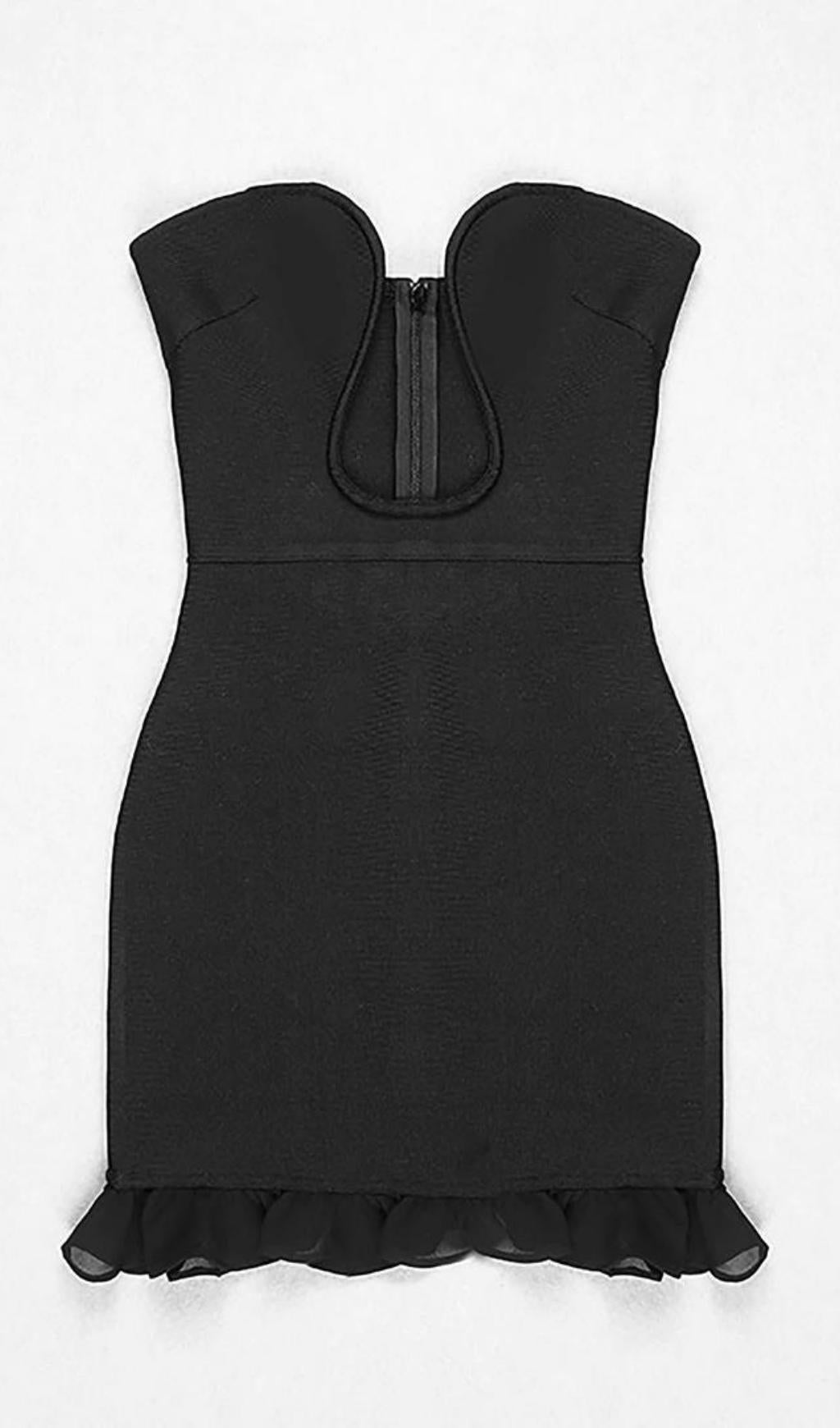 STRAPLESS BANDAGE MINI DRESS IN BLACK