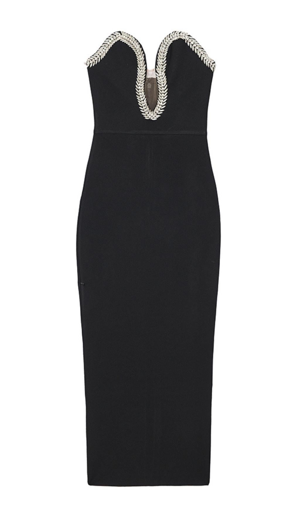 CRYSTAL EMBELLISHED  MIDI DRESS IN BIACK