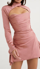 DRAPED CORSET MINI DRESS IN ROSE PINK