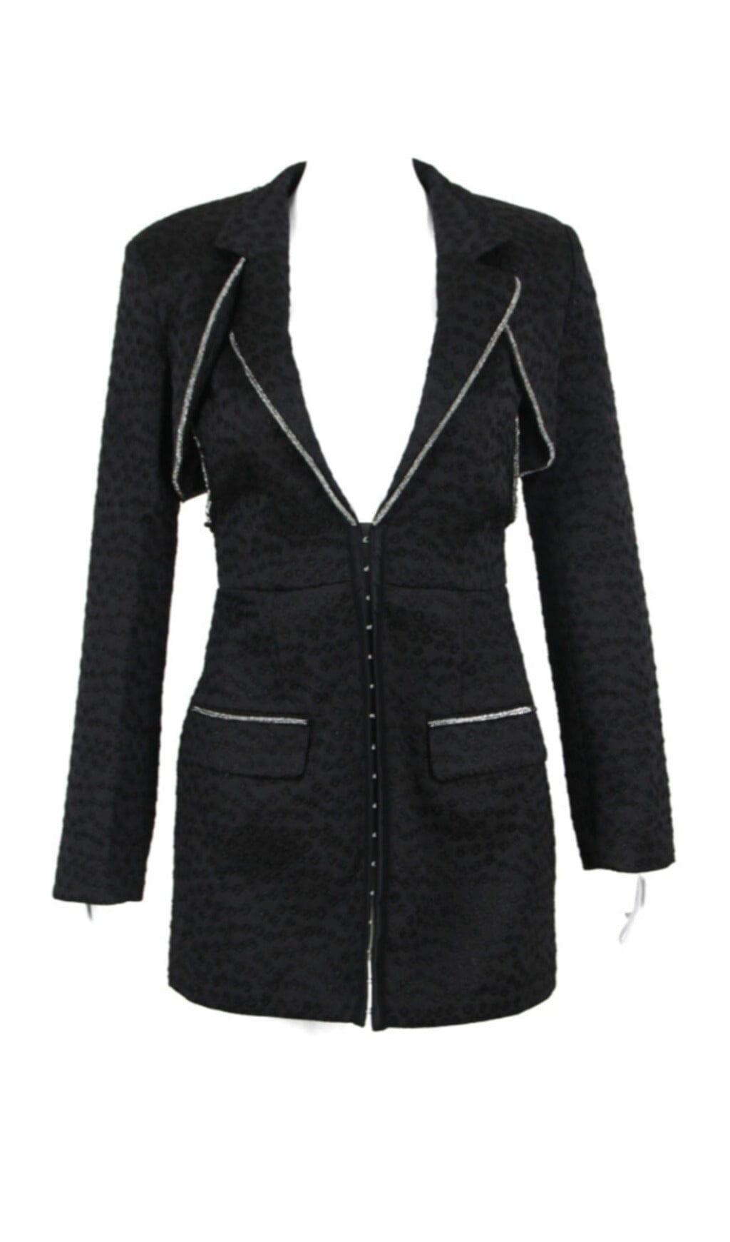 BLACK POLYESTER BLAZER DRESS