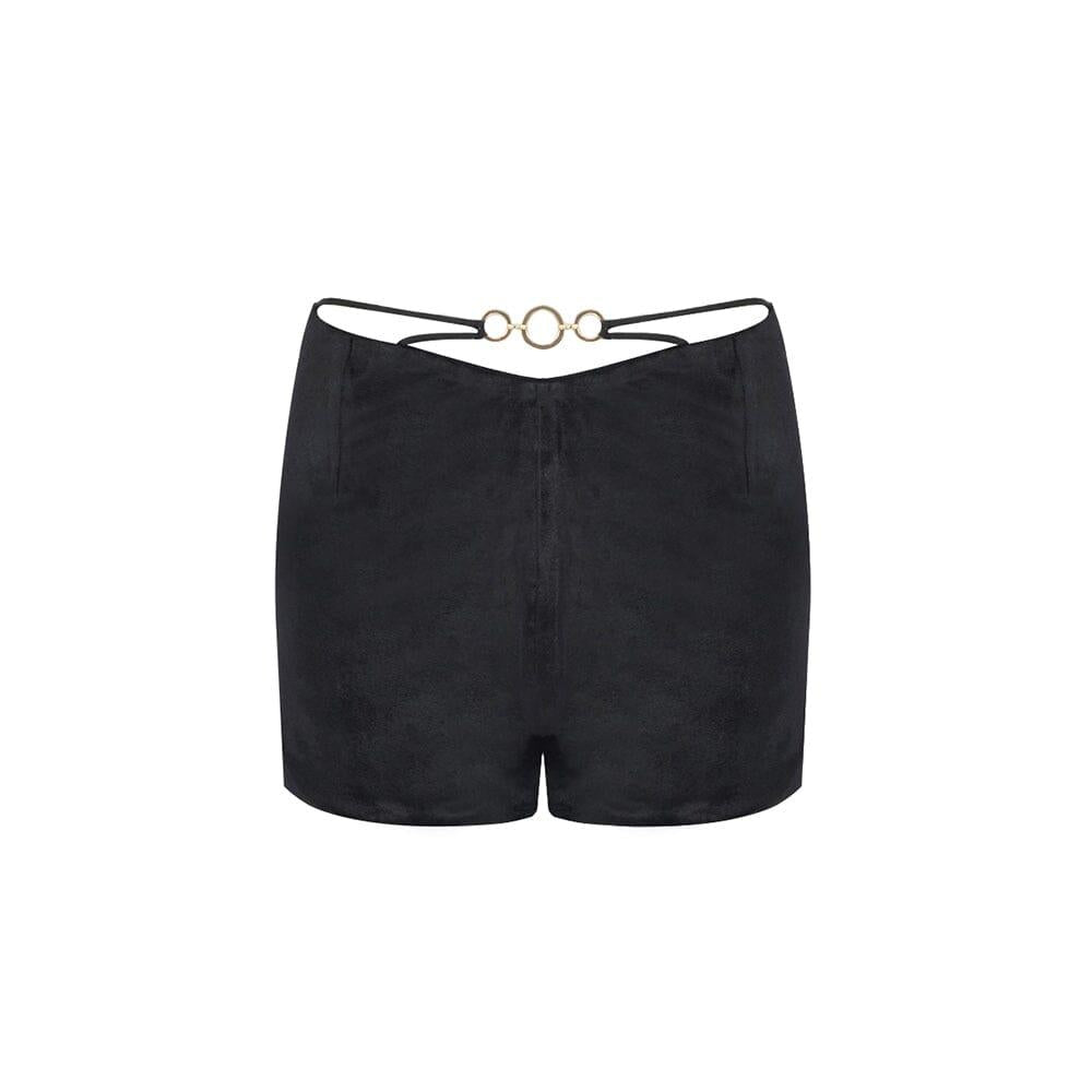 BLACK PLAIN CUTOUT HOOP ACCENT TUBE TOP & SHORTS