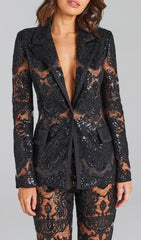 BLACK LACE BLAZER AND PANTS