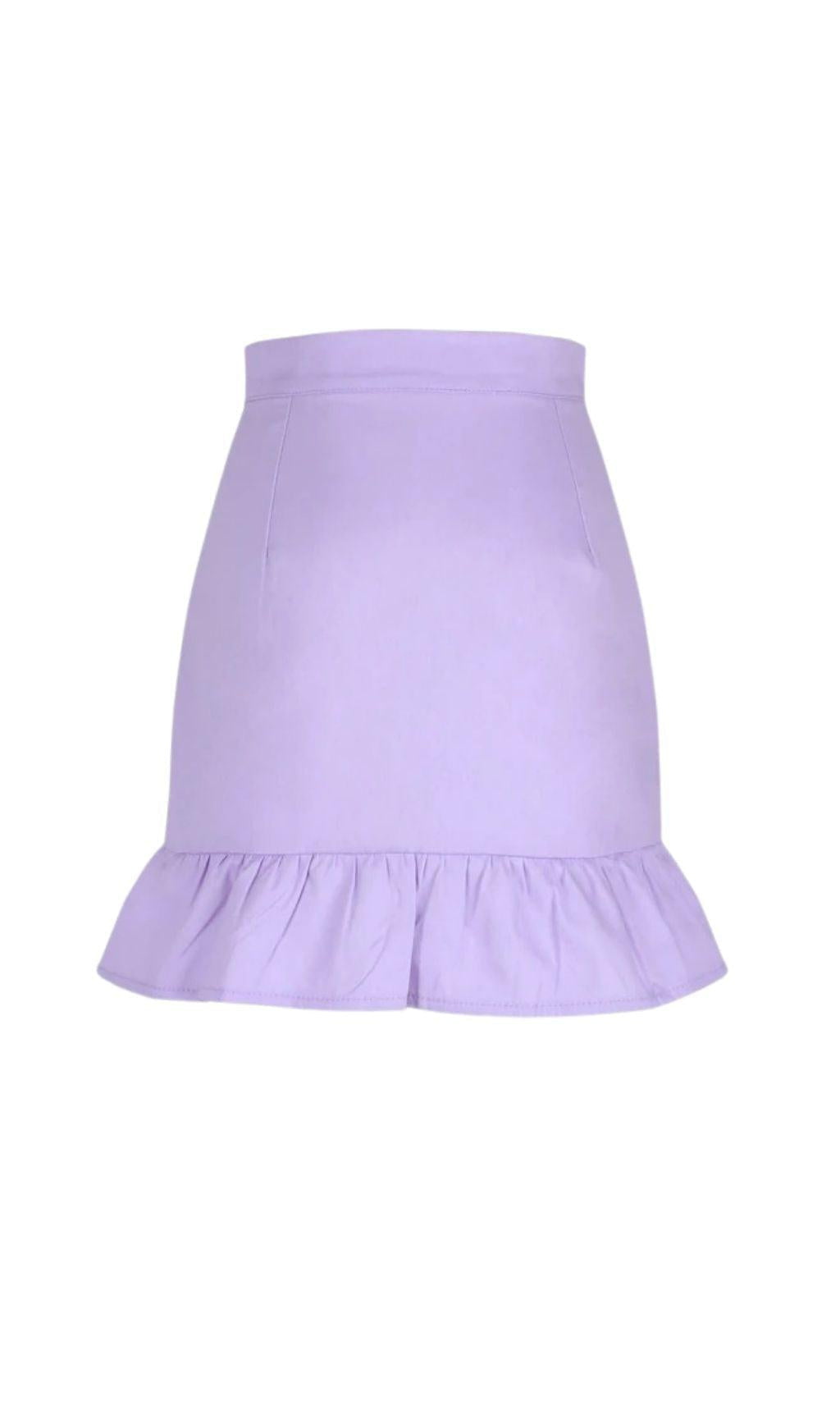 WHITE RUFFLE PLEATED MINI SKIRT