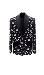 BLACK 3D BEAD FLORAL JACKET