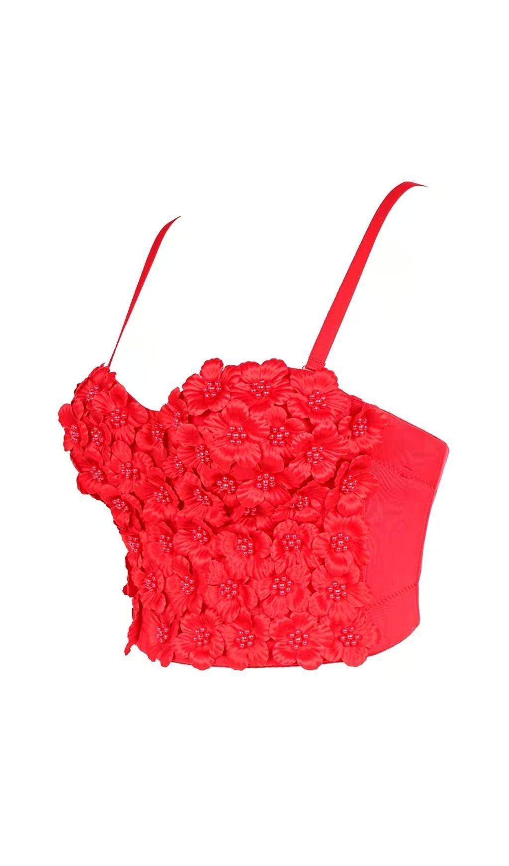 RED FLOWER CORSET TOP