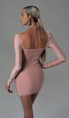 DARK ROSE PINK RUCHED CORSET MINI DRESS