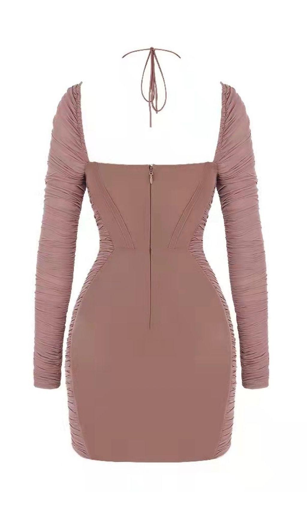 DARK ROSE PINK RUCHED CORSET MINI DRESS