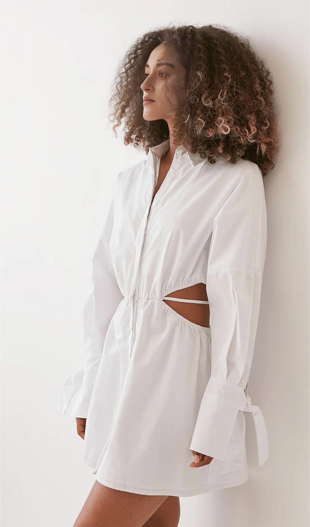 Waist cut-out shirt dress