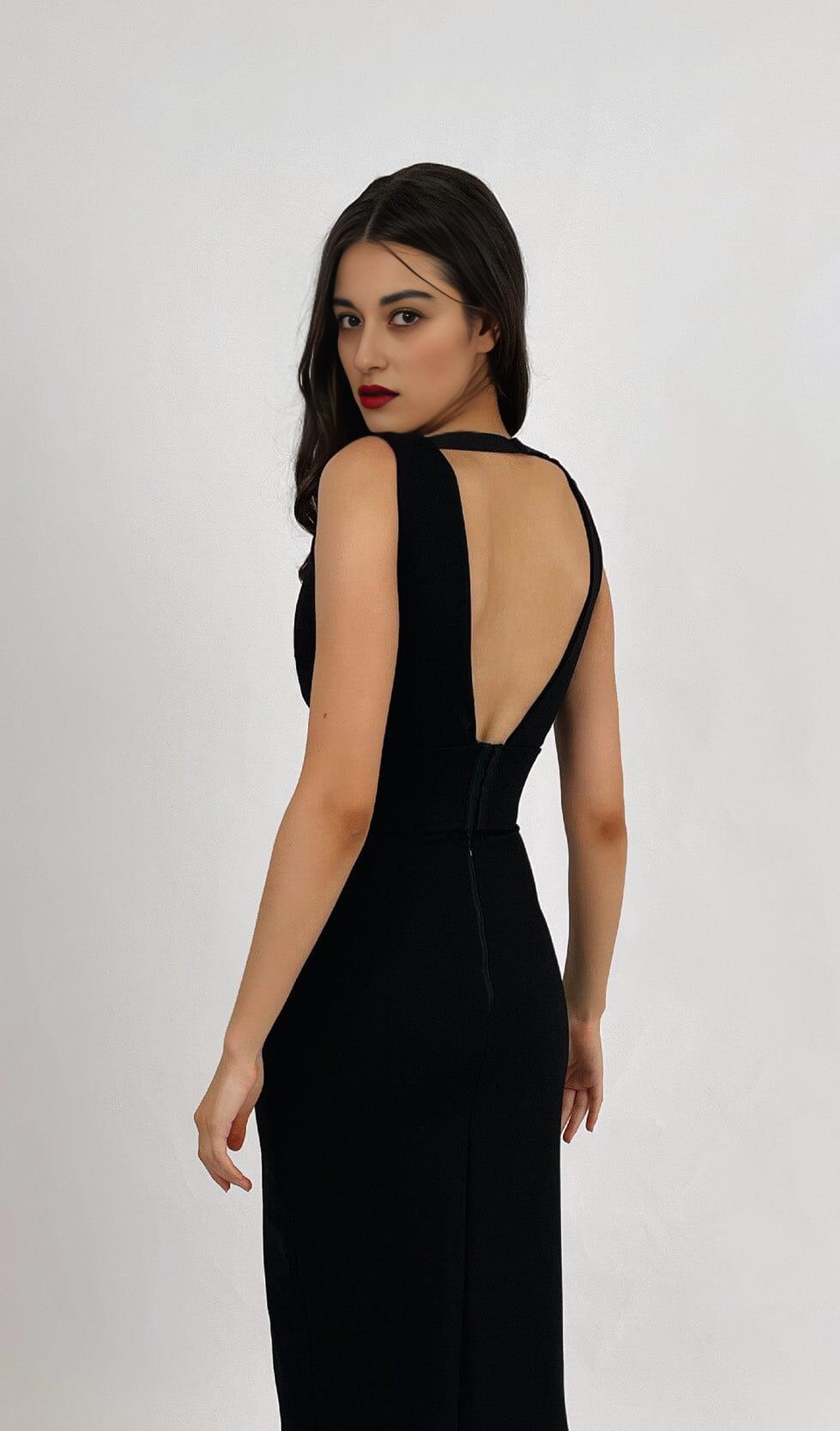 PLUNGE V-NECK MIDI DRESS