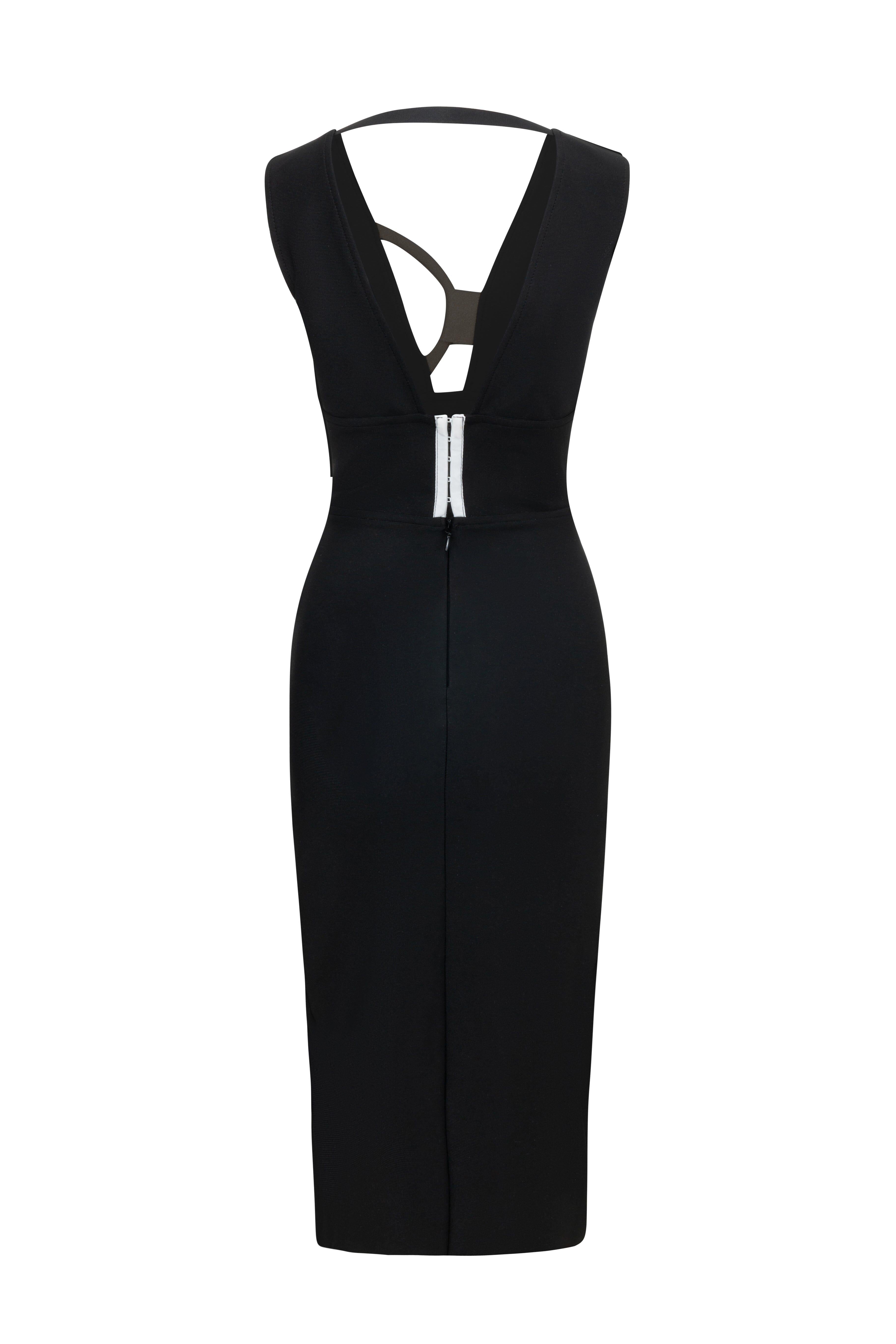 PLUNGE V-NECK MIDI DRESS