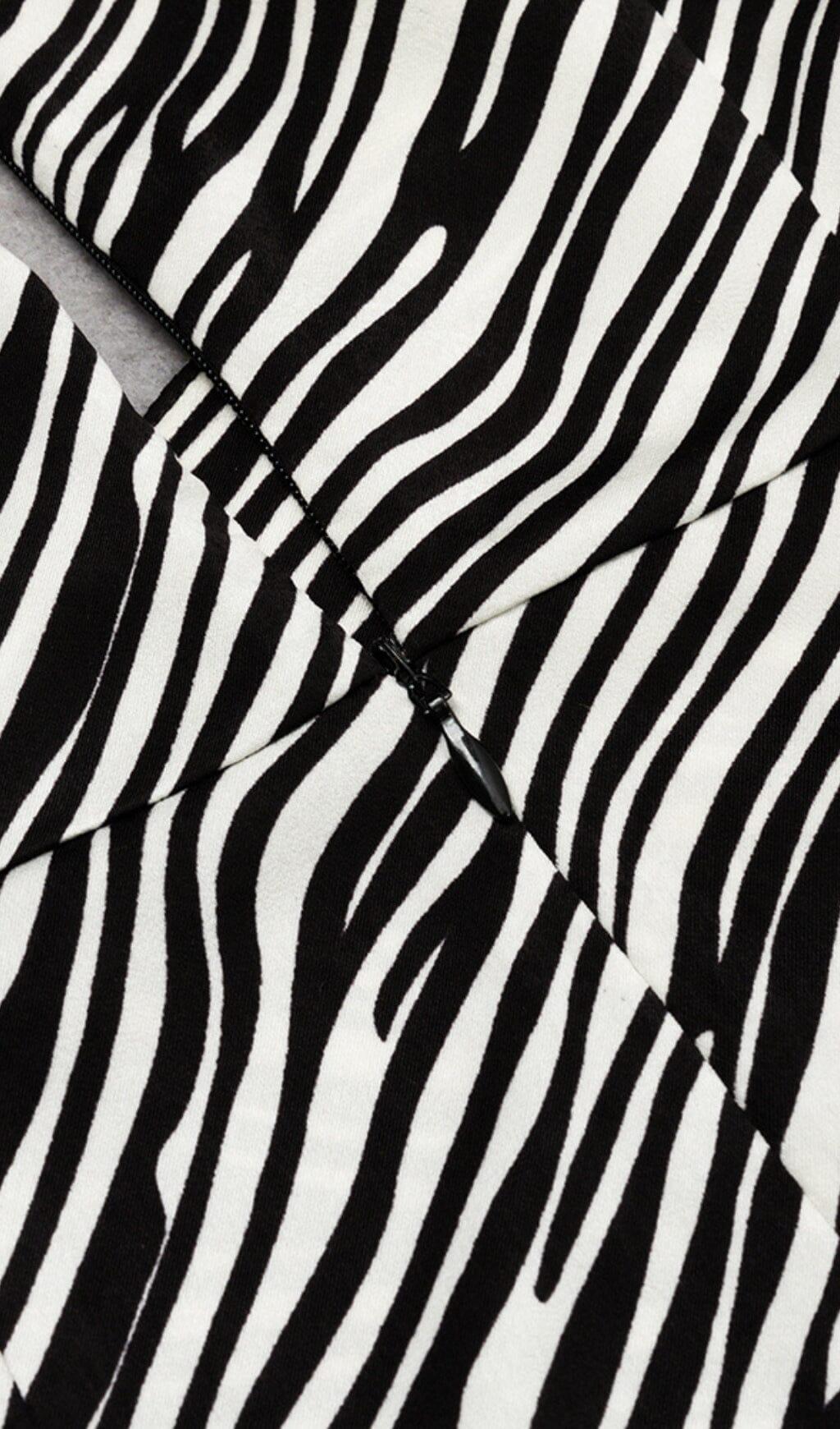 ZEBRA LINEN FEEL HALTER MIDI DRESS