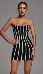 Zebra Black Strapless French dress