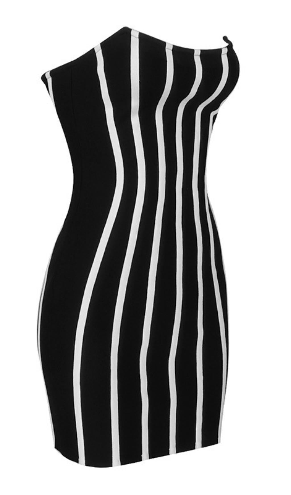 Zebra Black Strapless French dress