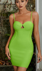 CUT OUT BODYCON MINI DRESS IN LIME