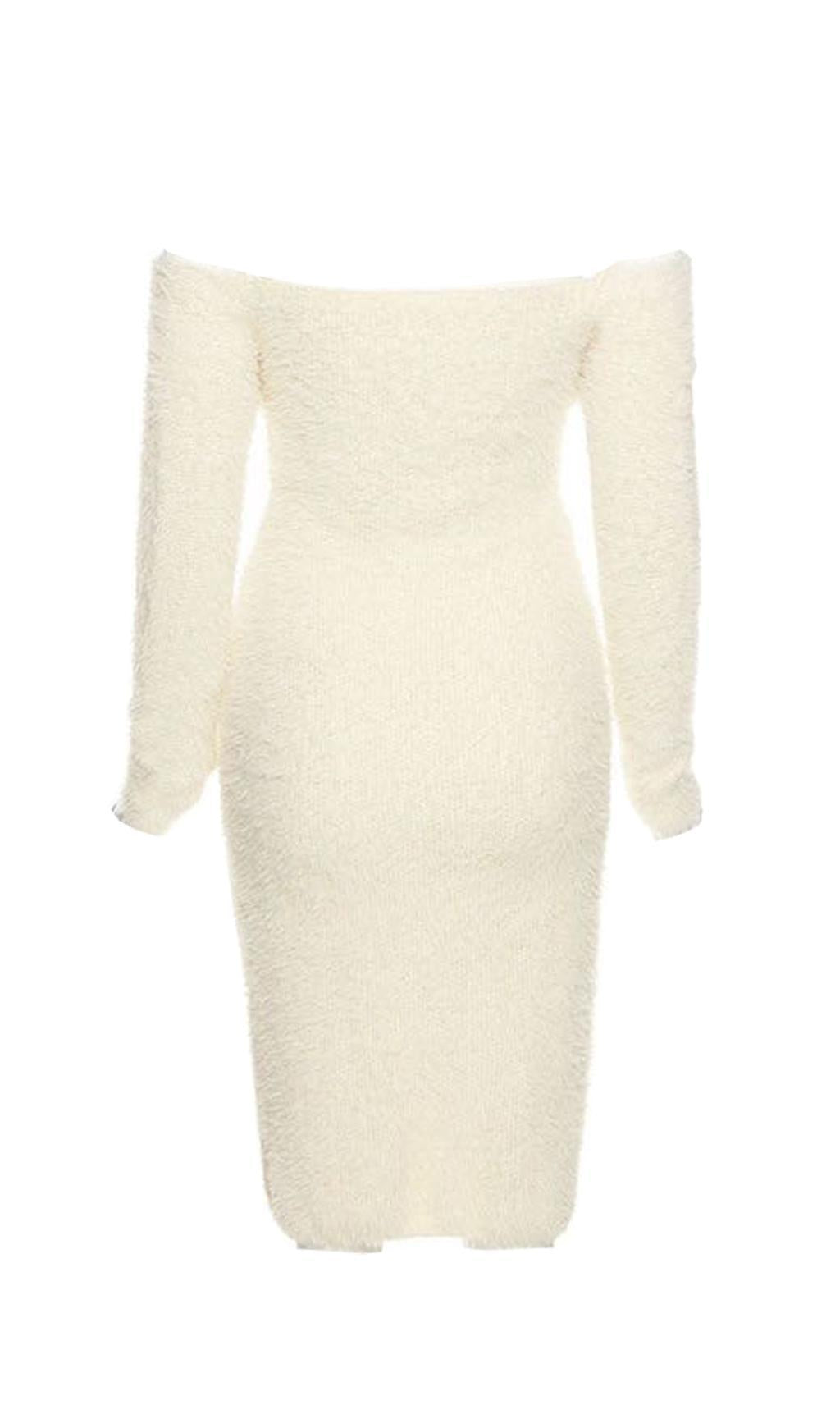 LONG SLEEVE MIDI DRESS IN IVORY