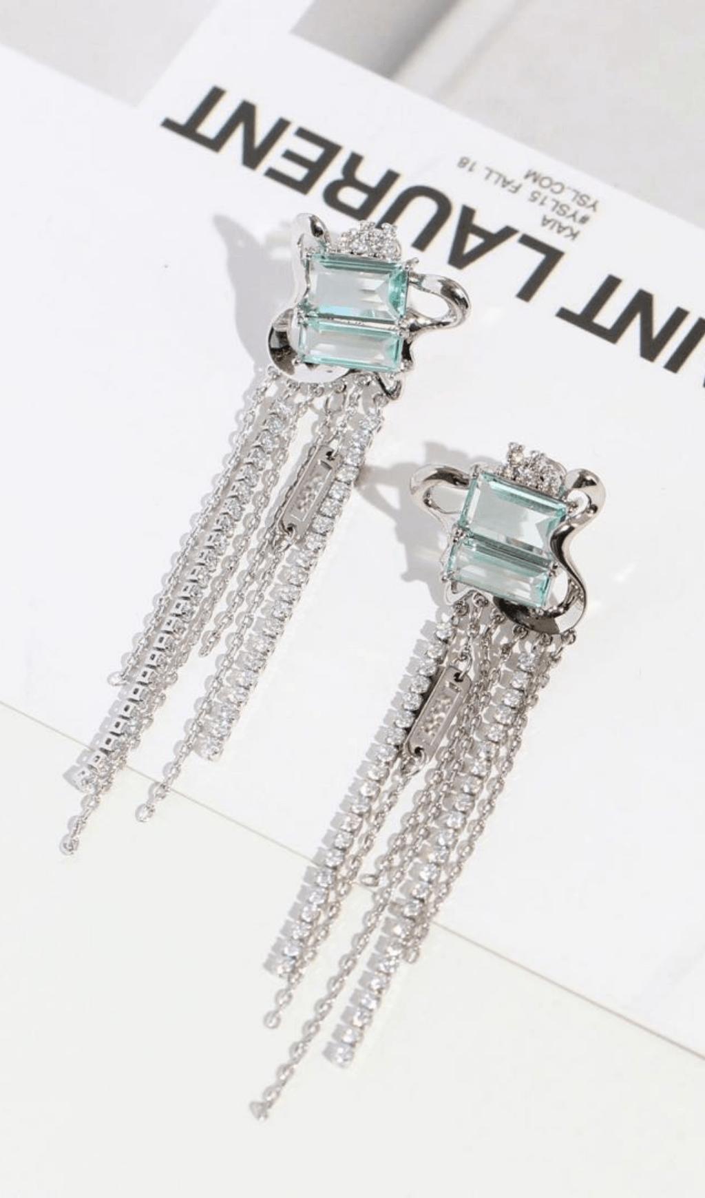 ZIRCON TASSEL EARRINGS