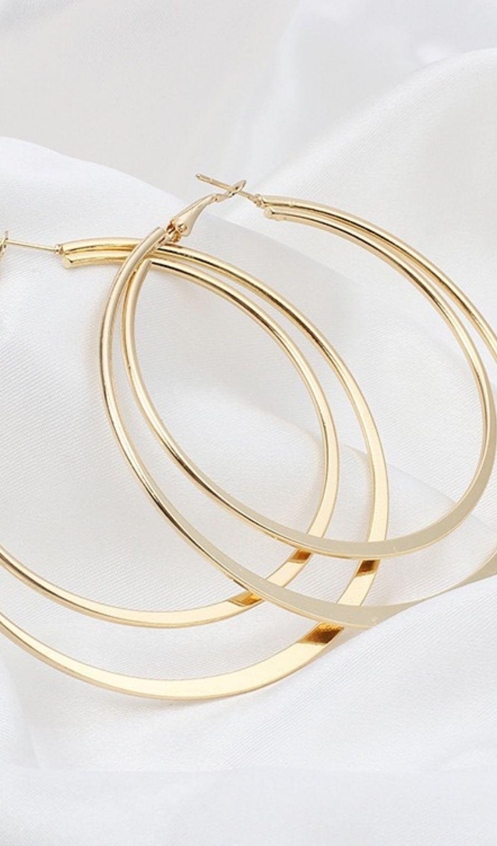 Geometric large circle double earrings