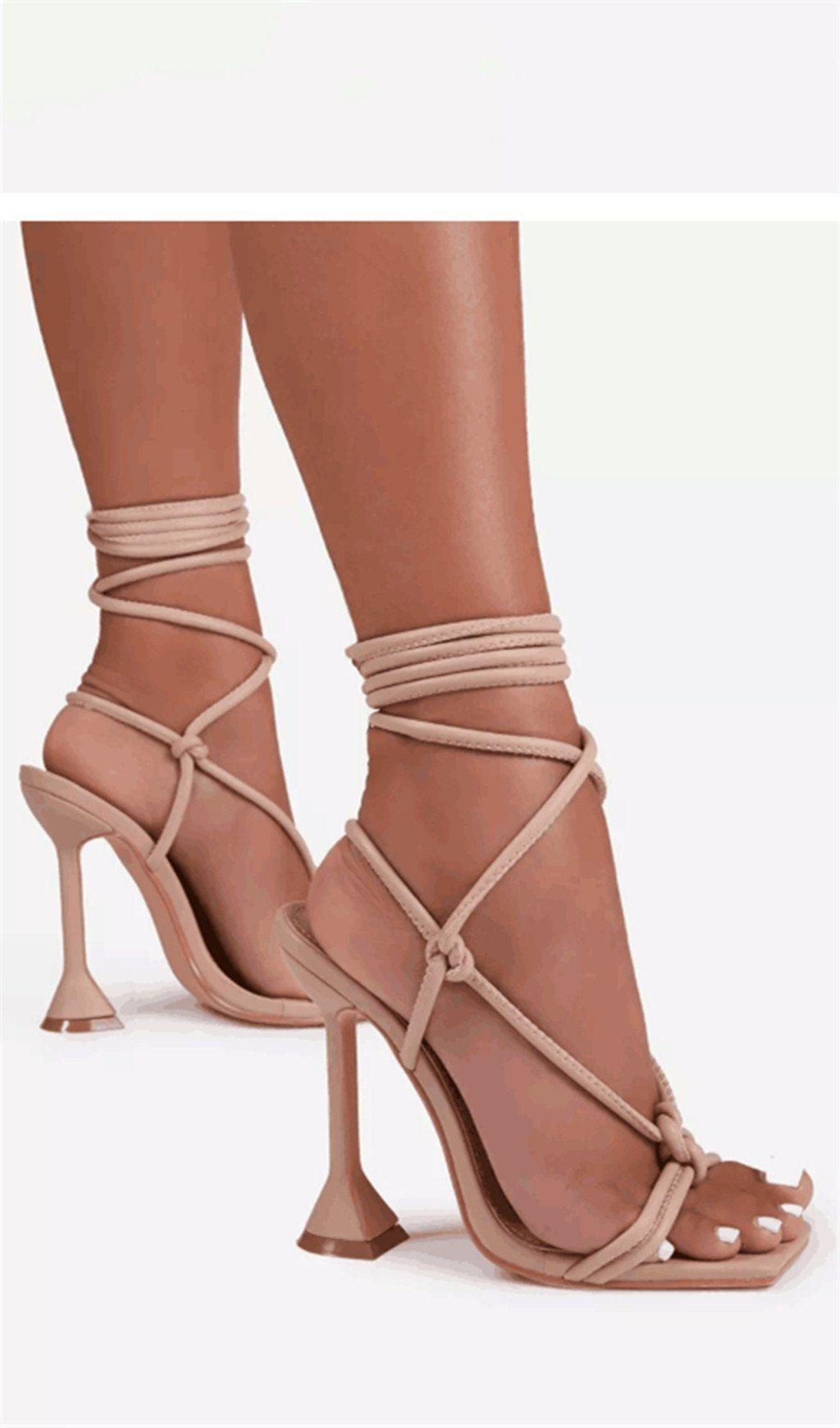 FISH MOUTH CROSS STRAP HIGH HEELS