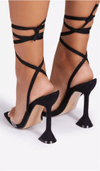 COLORBLOCK SUEDE LACE-UP SANDALS