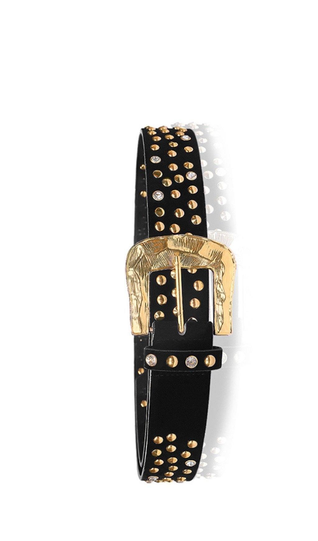 ARTIFICIAL LEATHER WAIST CHAIN RIVET BELT