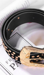 ARTIFICIAL LEATHER WAIST CHAIN RIVET BELT