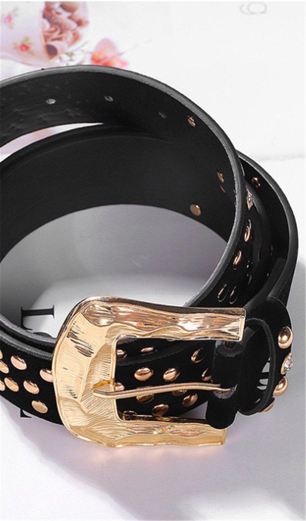 ARTIFICIAL LEATHER WAIST CHAIN RIVET BELT