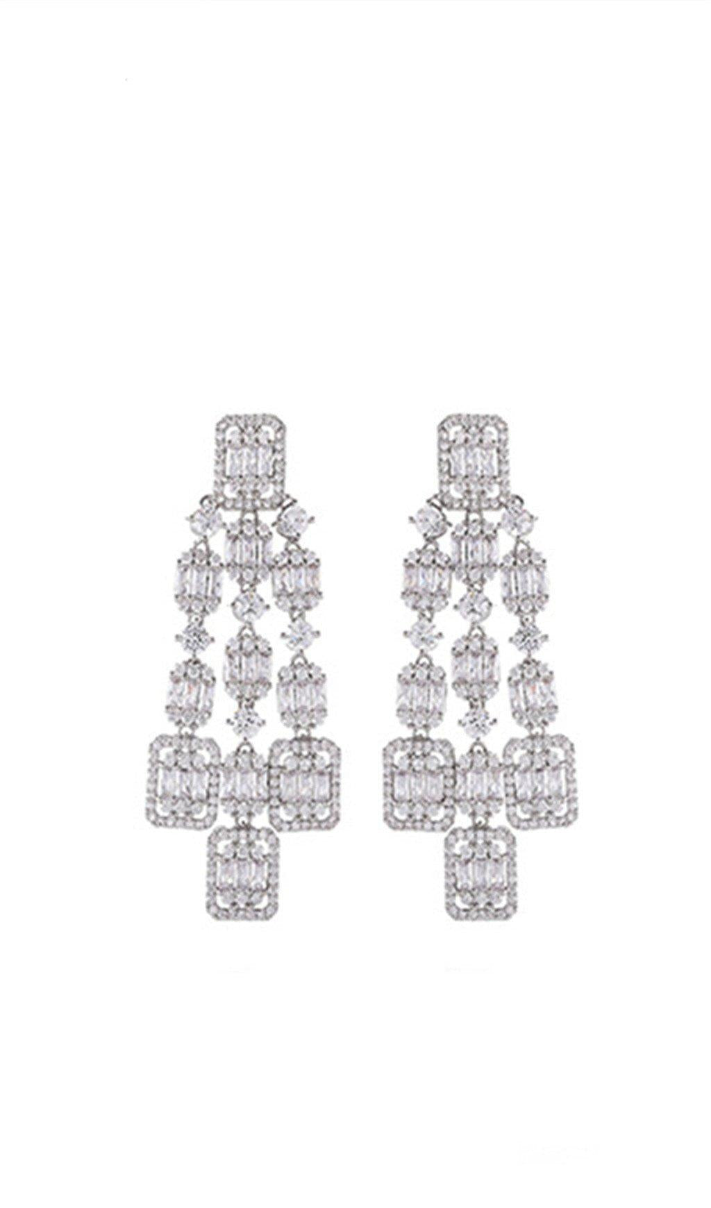 AQUARE LONG ZIRCON EARRINGS